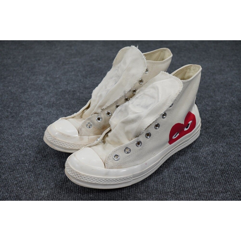 Converse X Comme Des Garcons PLAY High Top White Sneakers Men's Size 11 NO LACES